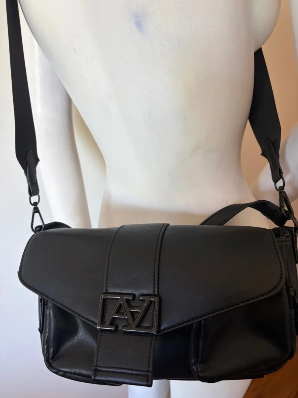ALDO Black Faux Leather Crossbody Bag